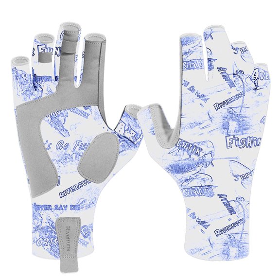 Riverruns Fingerless Fishing Gloves- Fishing Sun Gloves- UV Protection Gloves Men and Women Fishing, Boating, Kayaking, Hiking, Running, Cycling and Driving