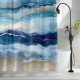 thumbnail image 2 of Ocean Waves Shower Curtain, 72" x 84", Abstract Gradient Blue White Marble Waves Waterproof Bathroom Curtain Washable Shower Curtain Set with 12 Hooks, 2 of 8