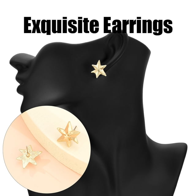 HomeKingdee Korean Fashion Five-pointed Star Alloy Ladies Earrings - Gold Color-colored Star Shape Earrings for Women Girls Daily Wear and Special Occasions