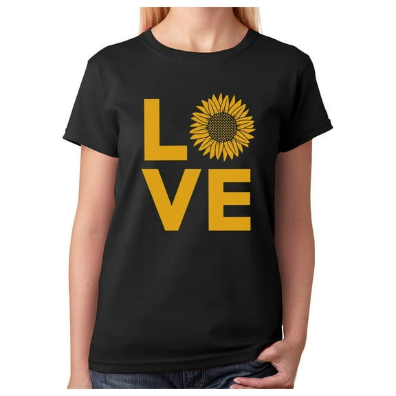 Tstars Love Sunflower Shirt: Womens & Girls Summer T-Shirt: Cute & Casual Summer T-Shirt - Soft & Comfy Cotton T-Shirt XXX-Large Black