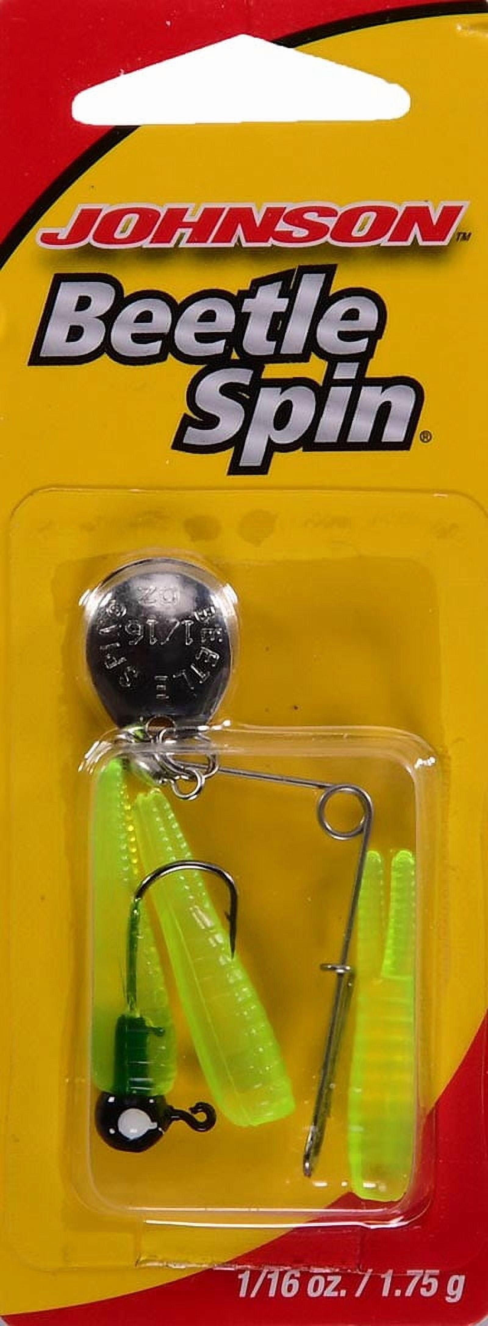 (2 pack) Johnson Original Beetle Spin Fishing Lure, Fluorescent Chartreuse, 1.1 in