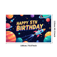 thumbnail image 6 of LUUFILx Space Theme Happy 5th Birthday Party Backdrop Kids Galaxy Decoration Outer Space Rocket Banner Background, 6 of 8