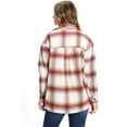 thumbnail image 3 of Love Tree Women's Oversize Sherpa Lined Plaid Flannel Shirt Jacket (Terracotta, Medium), 3 of 4
