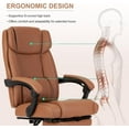 thumbnail image 7 of Executive Office Chair with Footrest,Thick Leather Office Chair with Lumbar Support,90-155°Adjustable Reclining Chair,Comfy Ergonomic Computer Desk Chair for Home Office Brown, 7 of 7