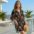 thumbnail image 3 of Xoenoiee Cactus Leaves Print Womens Swimsuit Coverup Button Up Swim Cover Ups for Swimwear Women Shirt Bathing Suit Cover Up Beach Coverups, S, 3 of 7