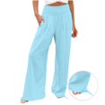 thumbnail image 4 of SwiftWear Women's High-Waisted Wide Leg Linen Pants with Adjustable Drawstring Cuffs, Plus Size Relaxed Fit Bohemian Flowy Casual Pants S-3XL, 4 of 9
