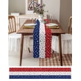 thumbnail image 6 of Red Blue Stars 4th of July Burlap Cotton Table Runner 13x90 Inches Long, Independence Day Retro Farmhouse Table Runners, Outdoor Dining Tablecloths Decor for Baby Shower/Party/Wedding, 6 of 6