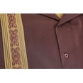 thumbnail image 3 of Cuban Guayabera Men's Dress Shirt Beach Wedding Short Sleeve Button-up Casual Brown/Khaki 5XL, 3 of 4