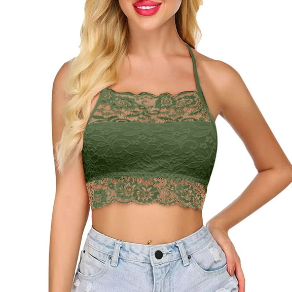 DuoJiaJ Women's Solid Color Lace Crop Top Women’s Lace Trim Tank Tops