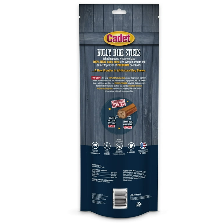Cadet Bully Hide Sticks All Natural Dog Chews Large 4 Count Walmart