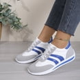 thumbnail image 6 of QWKLEAJ Women’s Retro Striped Lace Up Sneakers Lightweight Casual Walking Shoes Non Slip Soft Sole Fashion Athletic Training Footwear for Daily Outdoor Blue 8, 6 of 6
