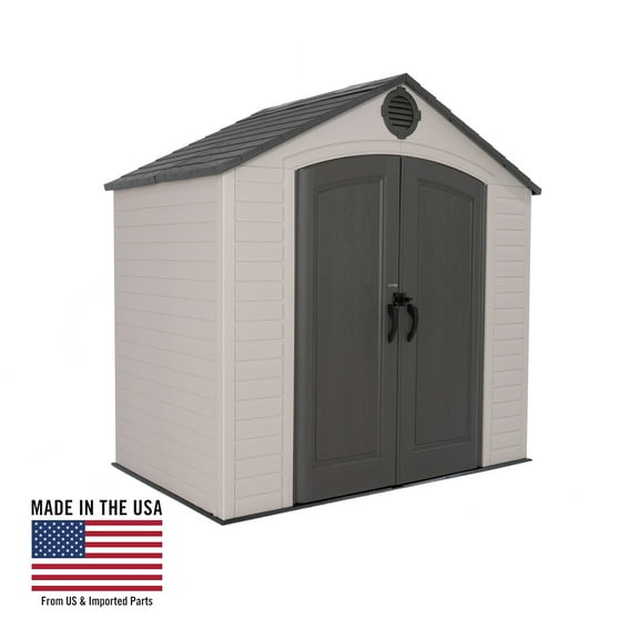 Lifetime Lockable DIY Polyethylene Outdoor Storage Shed, 33.8 Sq. ft., 8' x 5', Tan & Gray (60392)