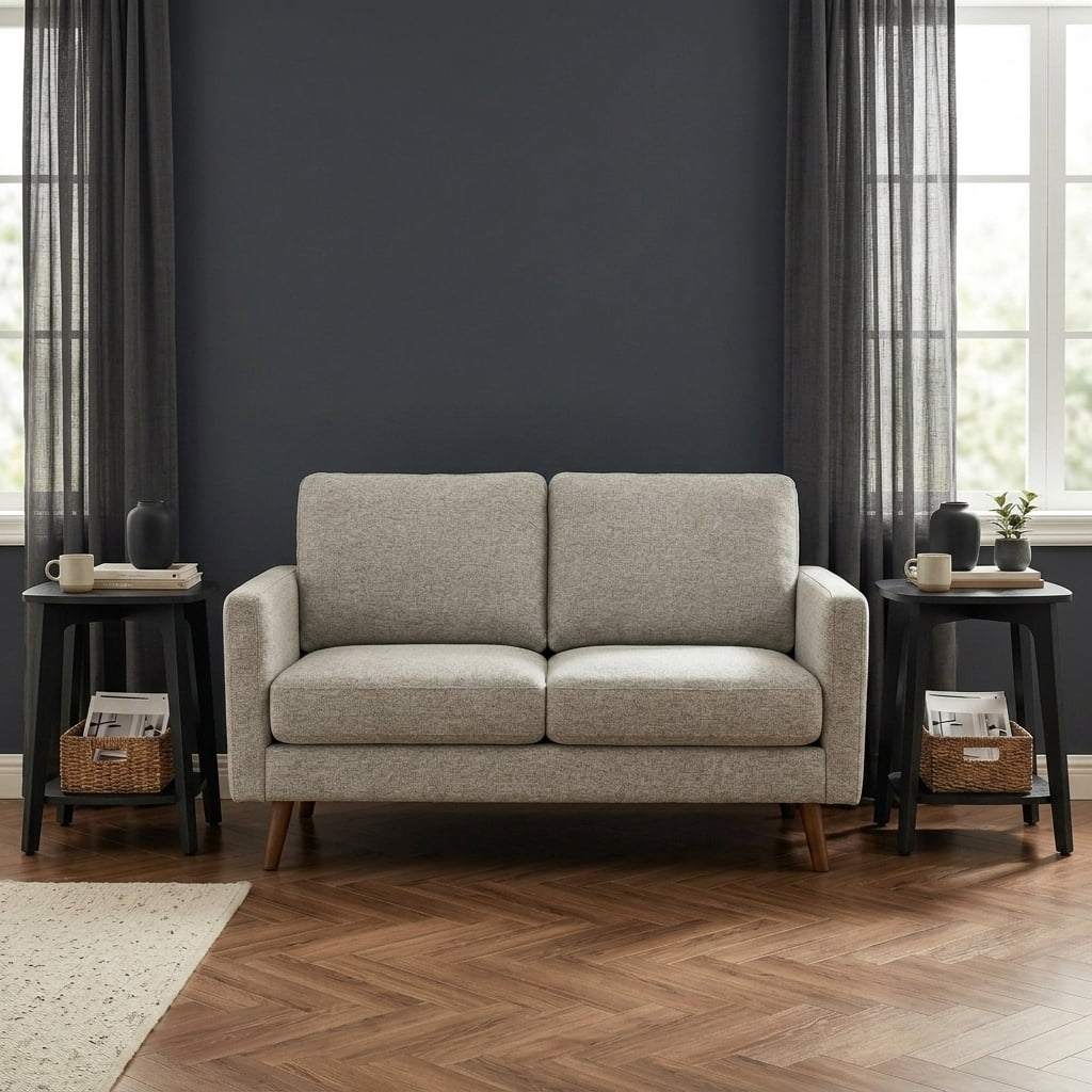 Ledrem MODERN Accent Table with Storage Shelf, Square Side Table, Charcoal Gray