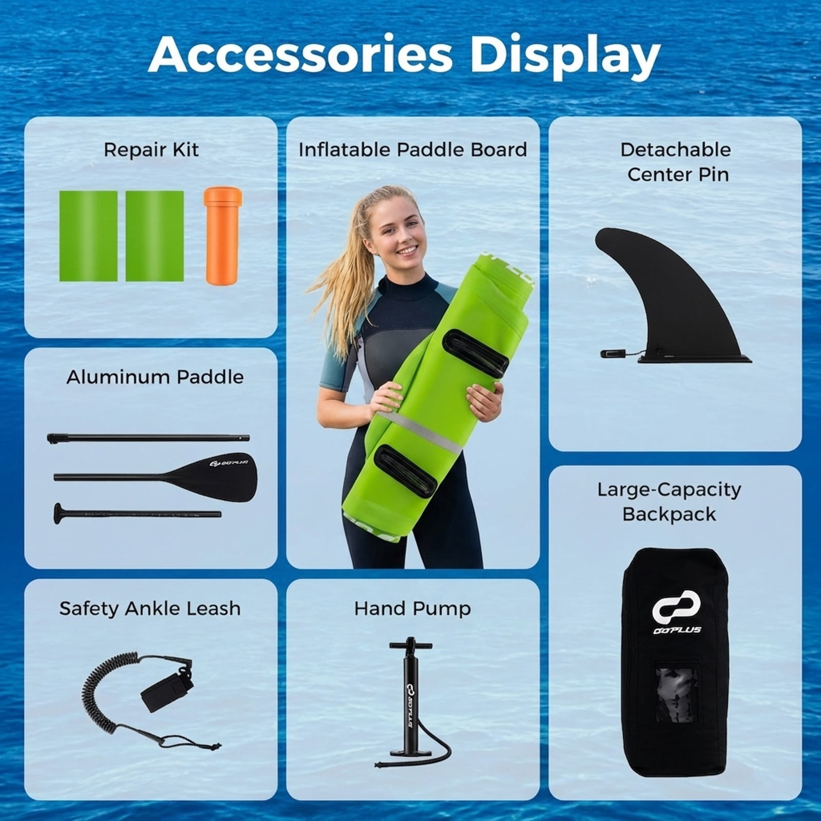 Airfind Inflatable Paddle Board with 3 Fins and SUP Kit-L