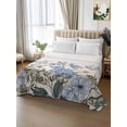 thumbnail image 2 of Blue Floral Spring Twim Size Flat Sheet, Wrinkleproof & Fadeproof Cooling Flat Bed Sheet Only, Summer Botanical Flower Vintage Breathable Soft Bedding Top Sheets 66 x 96 Inches, 2 of 8