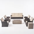thumbnail image 3 of Sanger Outdoor 7 Seater Wicker Chat Set with Fire Pit, Dark Brown and Dark Gray, 3 of 10