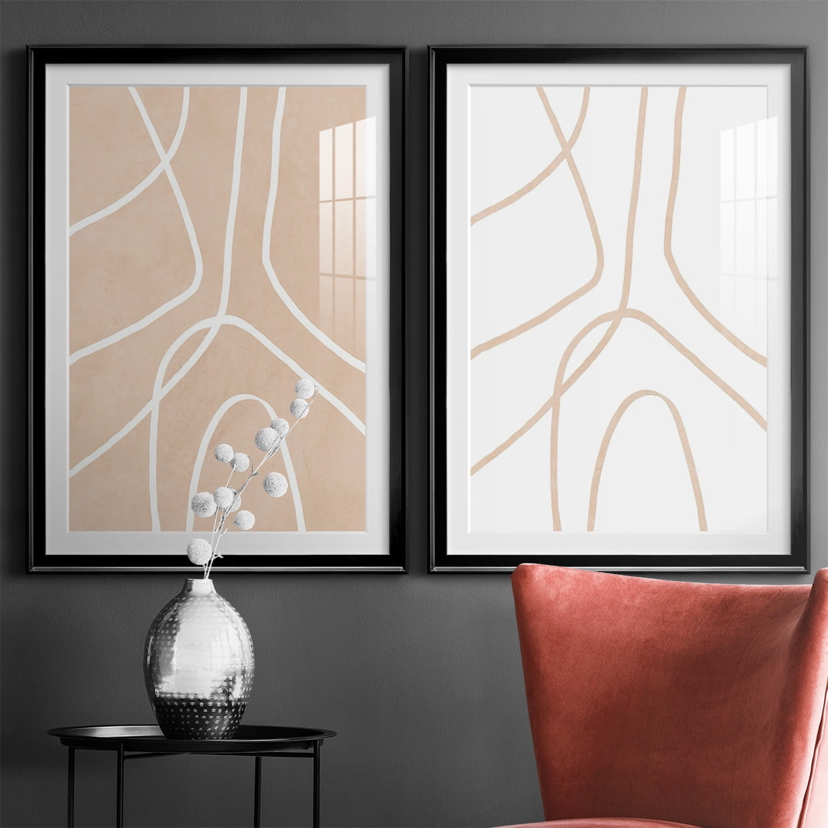 Wexford Home Clean Contour III Premium Framed Print, 26.5" x 36.5" - Ready to Hang, Black (Set of 2)