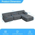 thumbnail image 5 of Puremind 100" Oversized Modular Sectional Sofa, Velvet L Shaped Sofa Cloud Couch for Living Room/Apartment, No Assembly Required, Dark Gray, 5 of 8