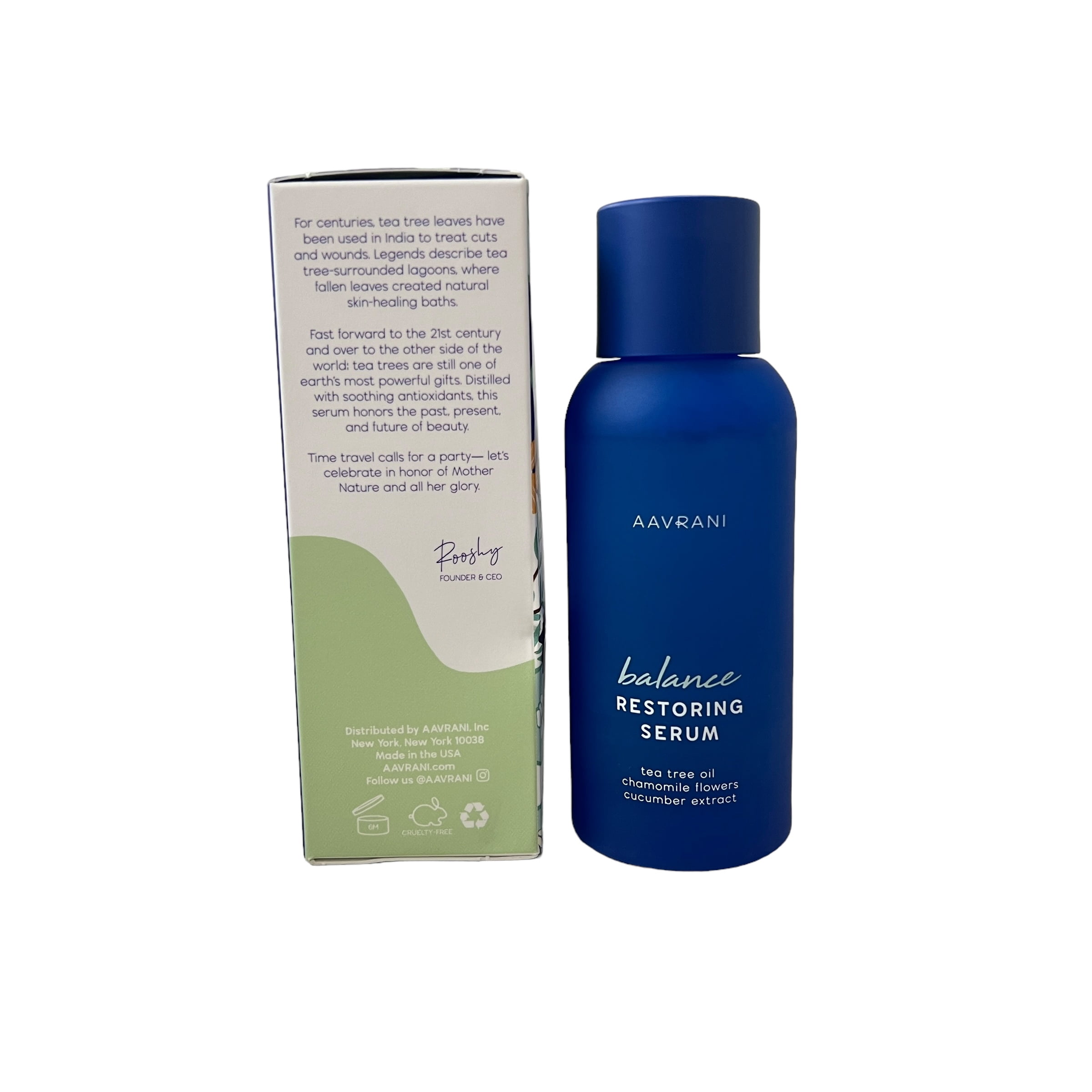 Aavrani Balance Restoring Serum 1.7 fl oz Cucumber Extract Tea Tree Oil Chamomile