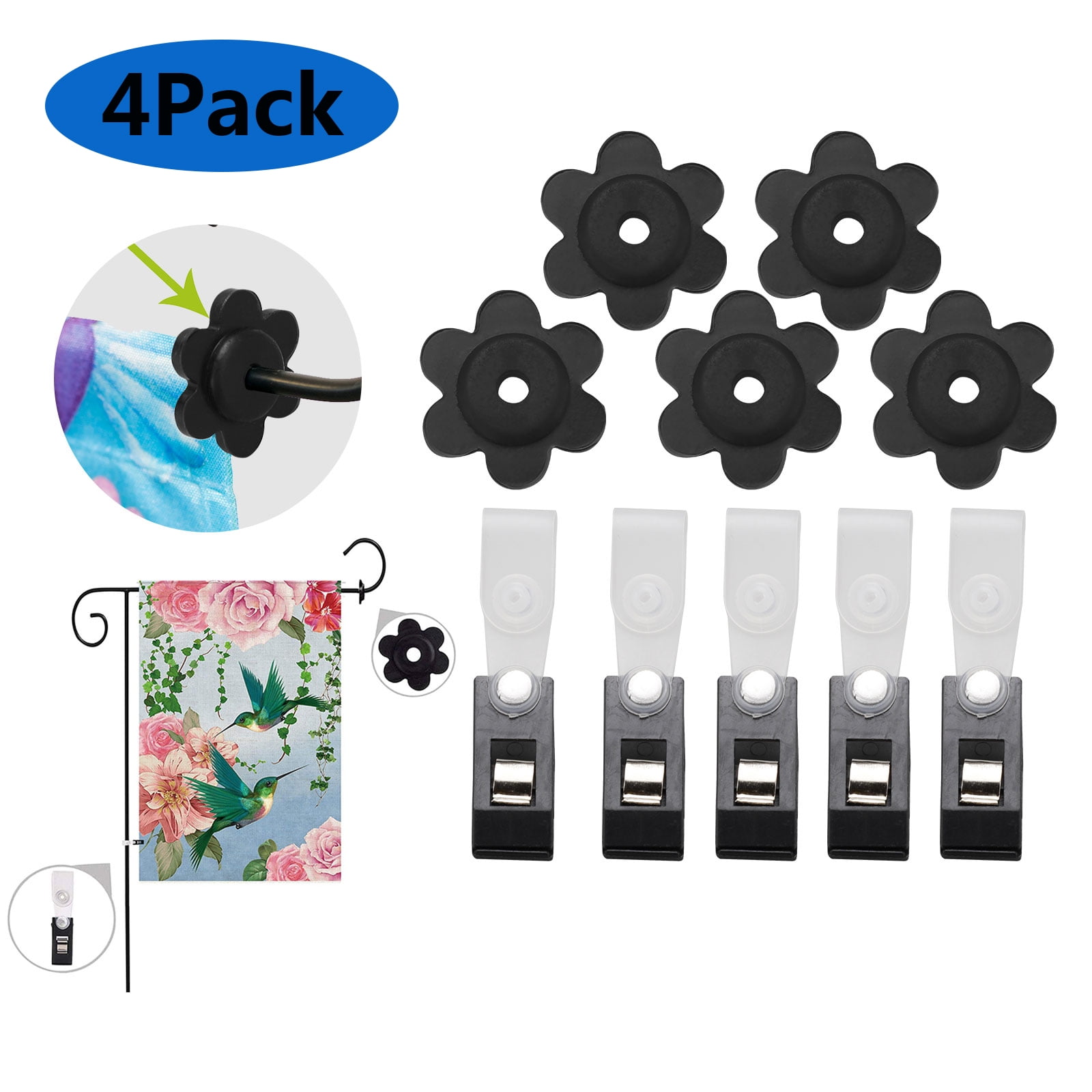 10/20/40pcs Garden Flag Rubber Stoppers and Anti-Wind Clips