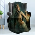 thumbnail image 4 of Fairy Soft Flannel Fleece Blanket, Elf Princes with Lantern in Mysterious Forest Ornamental Elements Enchantment, Cozy Plush for Indoor and Outdoor Use, 60" x 80", Petrol Blue Beige, by Ambesonne, 4 of 5