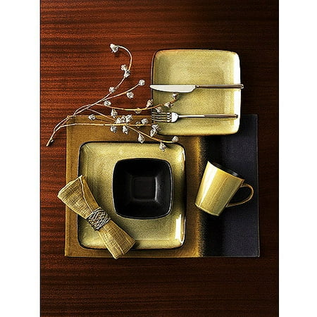 Gibson Everyday Rave Square 32-Piece Dinnerware Set, Taupe