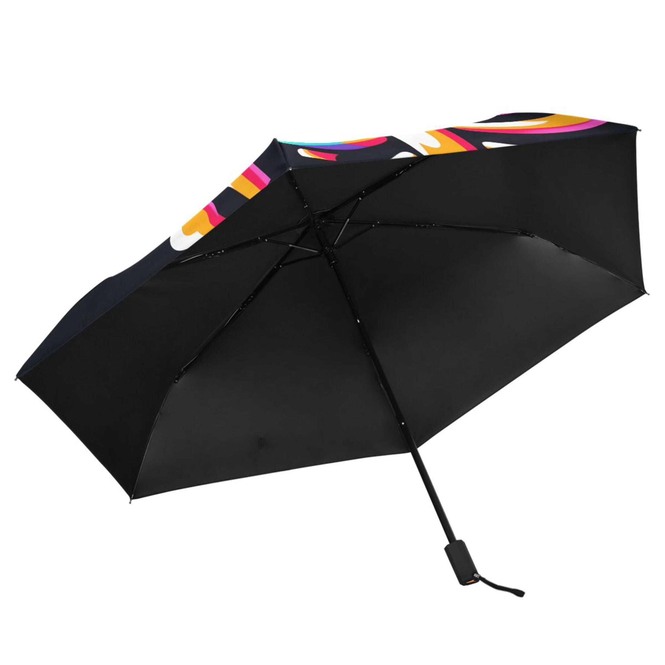 Cute Rainbow Skull Skeleton Compact Sun Umbrella Windproof Travel Umbrellas for Rain Strong Portable UV Protection