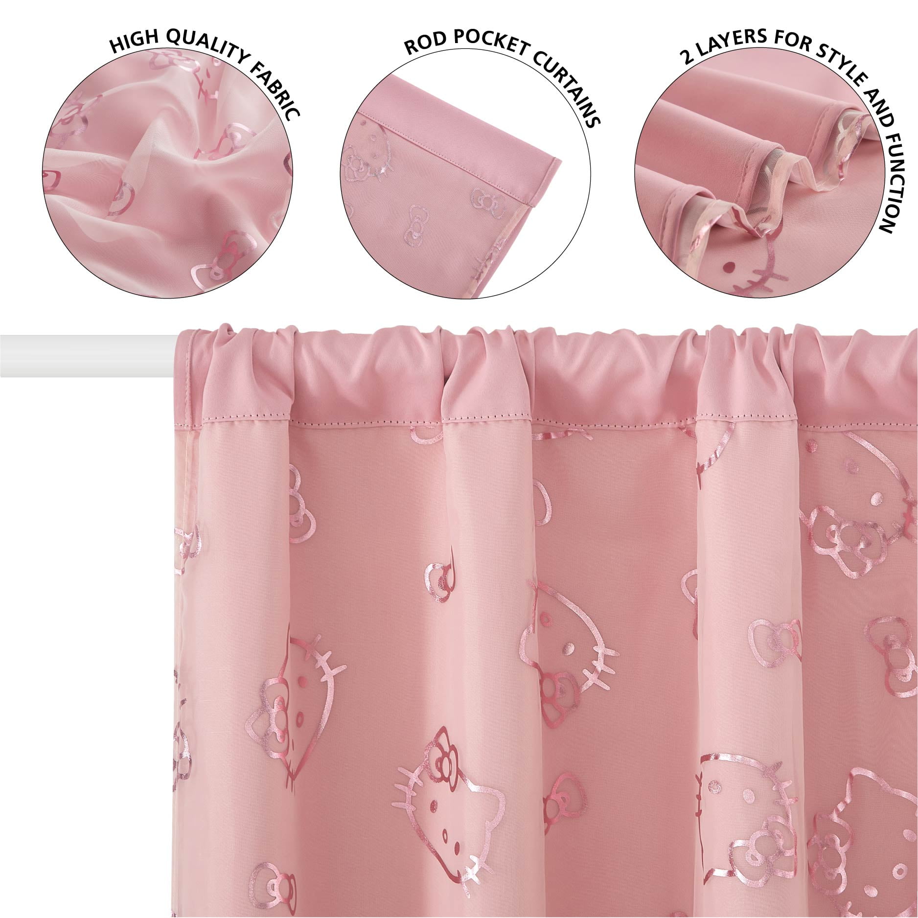 Hello Kitty 38" x 84" 2 Layer Blackout Curtain Panel