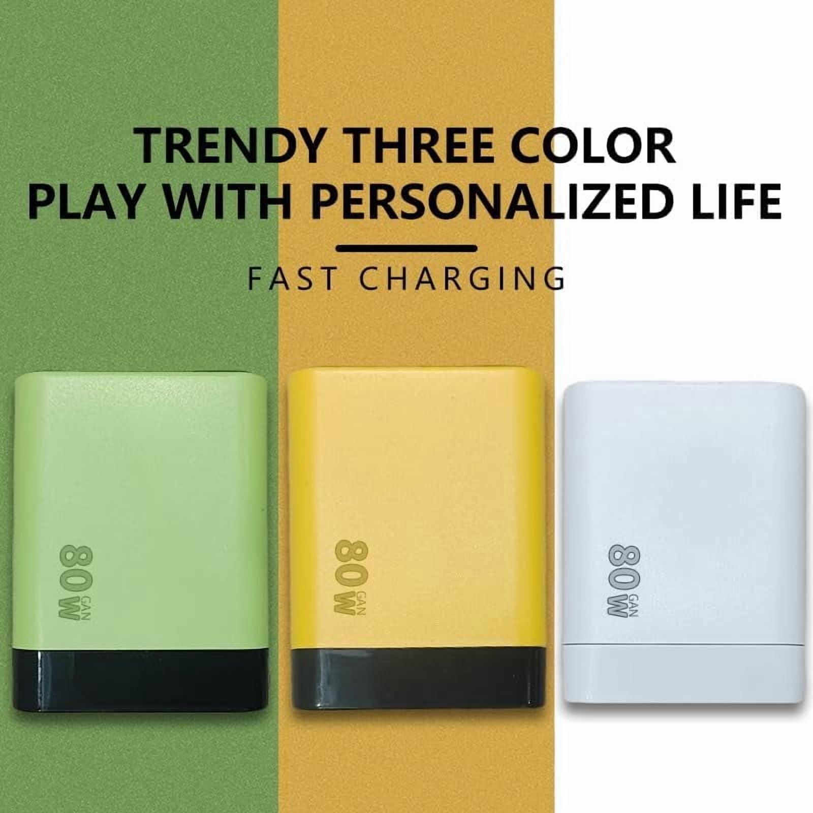 80W 3-in-1 Retractable USB-C Wall Charger withFast Charging, Foldable Plug for Phones, Tablets, Laptops