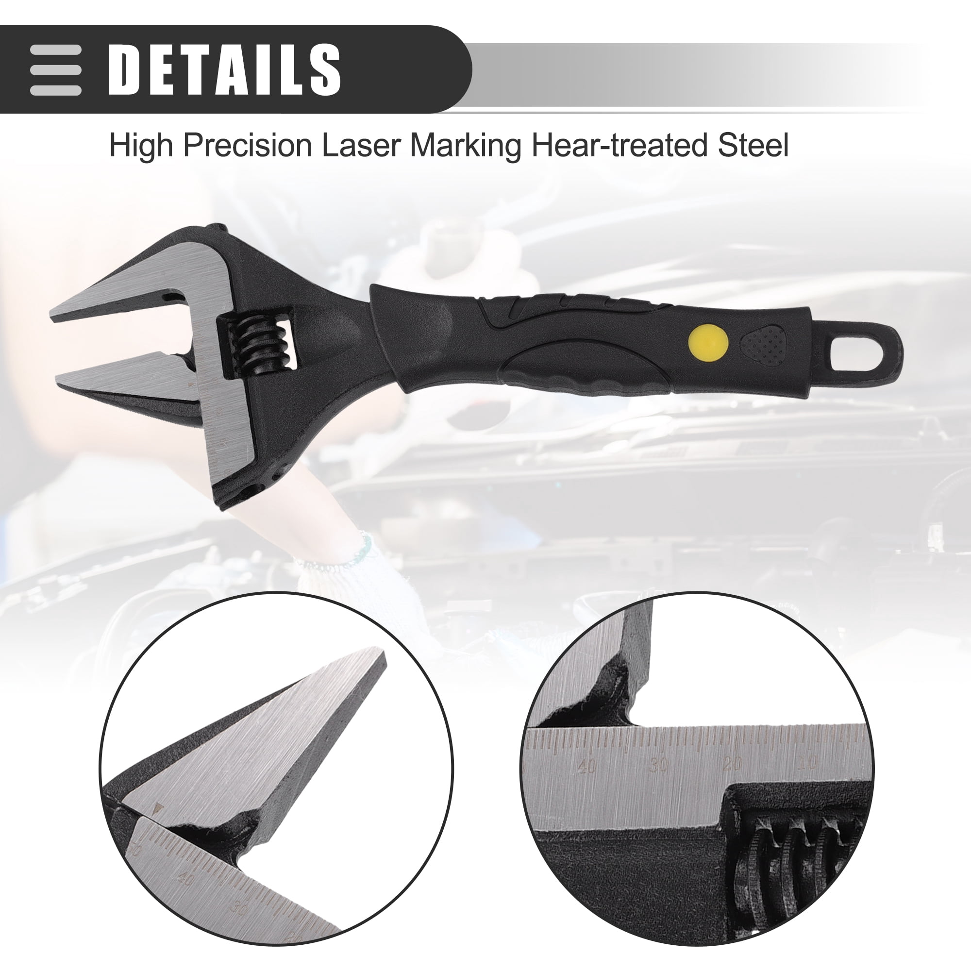 Unique Bargains Universal Adjustable Spanner Wide Jaw Opening Wrench Automotive Tool 10" Size Max Jaw Width 50mm Steel