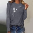 thumbnail image 2 of Womens Casual Long Sleeve Shirts Summer Floral Paisley Print Crewneck Blouses Fall Trendy Classic Fit Pullover Tops Grey M, 2 of 4
