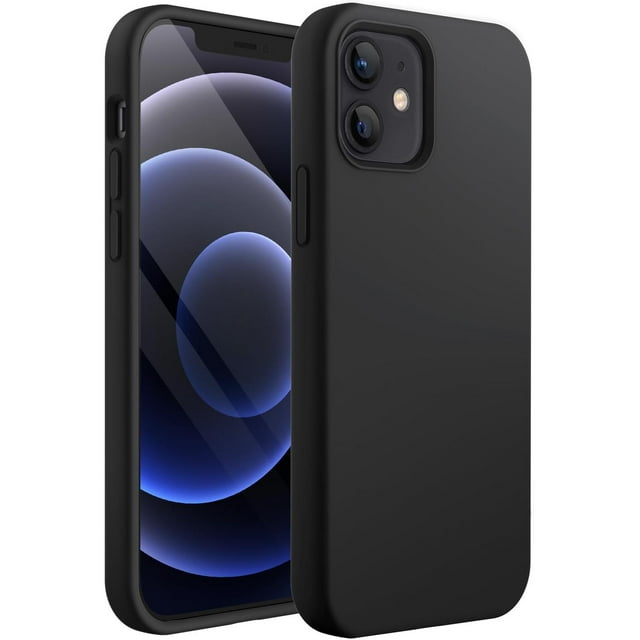 Funda Protectora JETech Negro Antigolpes para iPhone 12/12 Pro con Tacto Suave y Forro de Microfibra