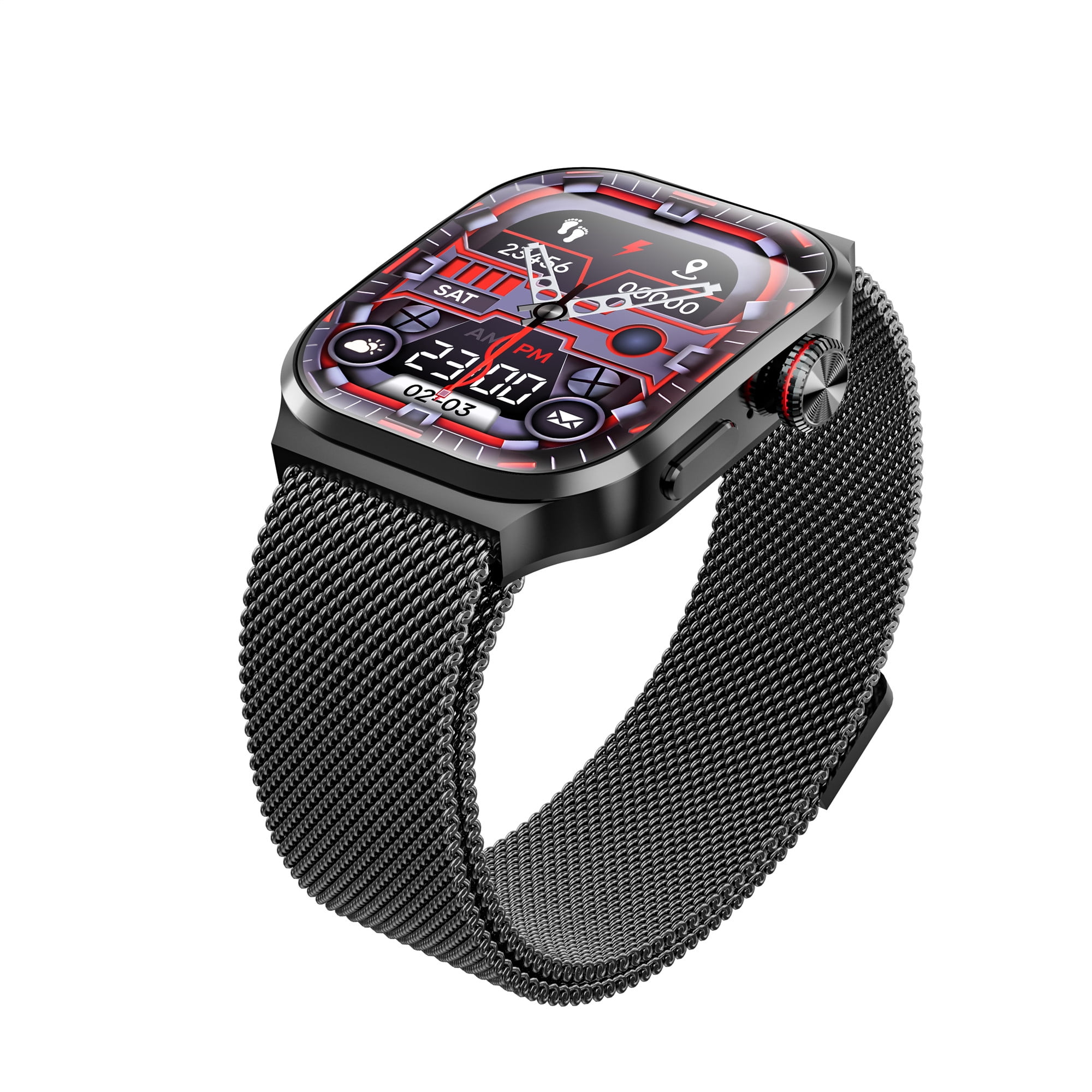 E EYAFA Smart Watch JS Watch 10S 2.13 inch AMOLED Screen Bluetooth Call Sports Watch with 4GB Local Memory Wireless Charging for Men and Women-Black
