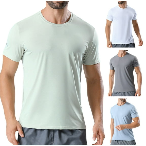 Xihbxyly Mens Shirts Quick Dry Gym Tshirts Crew Neck Short Sleeve Soft Fitted Tees Mens Dress Shirts Solid Loose Fit Casual Tops Casual for Running