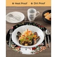 thumbnail image 3 of 13 Inch Round Placemats Set of 6, Black Christmas Snowman Non Slip Heat Insulation PP Table Mats, Xmas Snowflake Elk Tree Balls Washable Place Mats for Kitchen Dining Party Table Decor, 3 of 7