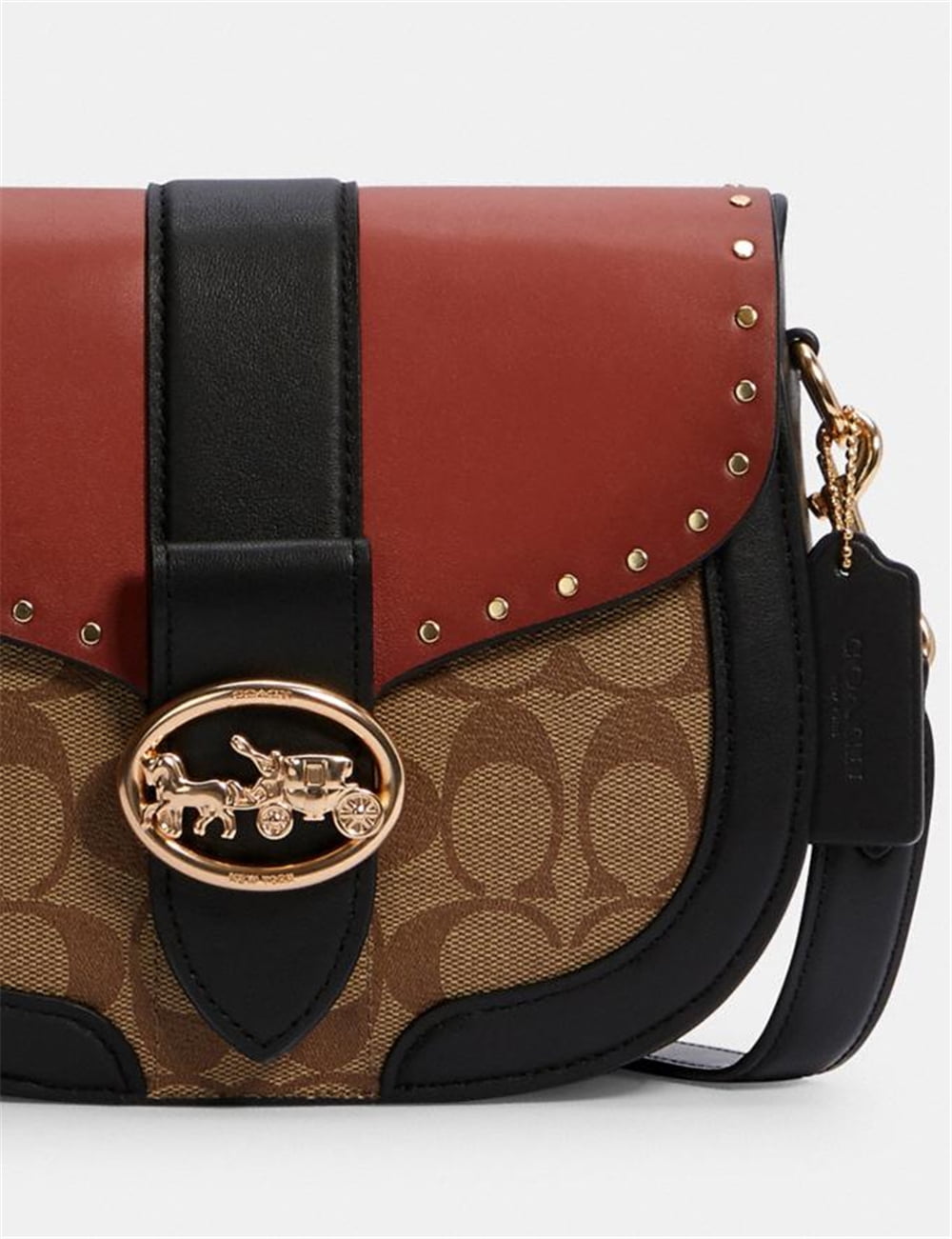 Coach georgie saddle bag in colorblock Clearance