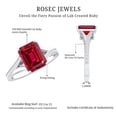 thumbnail image 6 of Rosec Jewels Lab Grown Ruby Solitaire Engagement Ring (7X9 mm Emerald Cut - AAAA Quality) - Ruby and Diamond Ring for Women, 10K White Gold, US 8.50, 6 of 7