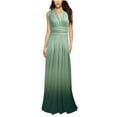 thumbnail image 2 of Wedding Guest Dresses for Women Sleeveless V Neck Cross Back Pleated Maxi Dress Formal Cocktail Bridesmaid Dress, 2 of 6