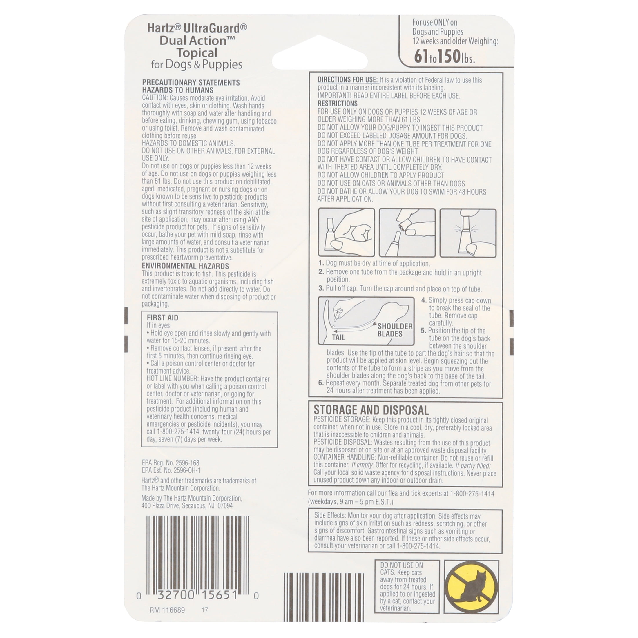 (2 pack) Hartz UltraGuard Dual Action Flea & Tick Topical, XL, Dogs 61-150lbs, 3 Monthly Treatments