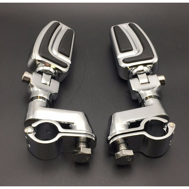 HTT Motorcycle Chrome Highway AirFlow Foot Rest Foot Pegs with 1 " 1