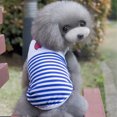 thumbnail image 4 of 2 piezas de ropa para mascotas con rayas azul marino para perros y gatos, chaleco con pajarita roja, lindo y animado, 4 of 5