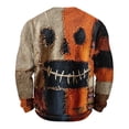 thumbnail image 5 of Fabrcox S-5XL Halloween Shirt Men Spooky Pumpkin Face Patchwork Crew Neck Sweatshirt for Mens Funny Fall Waffle Big and Tall Pullover 4XL, 5 of 7
