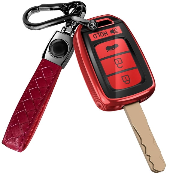 Compatible Key Fob Cover for Honda Key Fob Cover & Leather Keychain - TPU Keyfob Case for Accord Civic CR-V SE LX HR-V (2014-2022) Keychain
