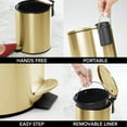 thumbnail image 4 of mDesign Round Metal 1.3 Gallon Step Trash Can - Lid, Removable Liner, Soft Brass, 4 of 7