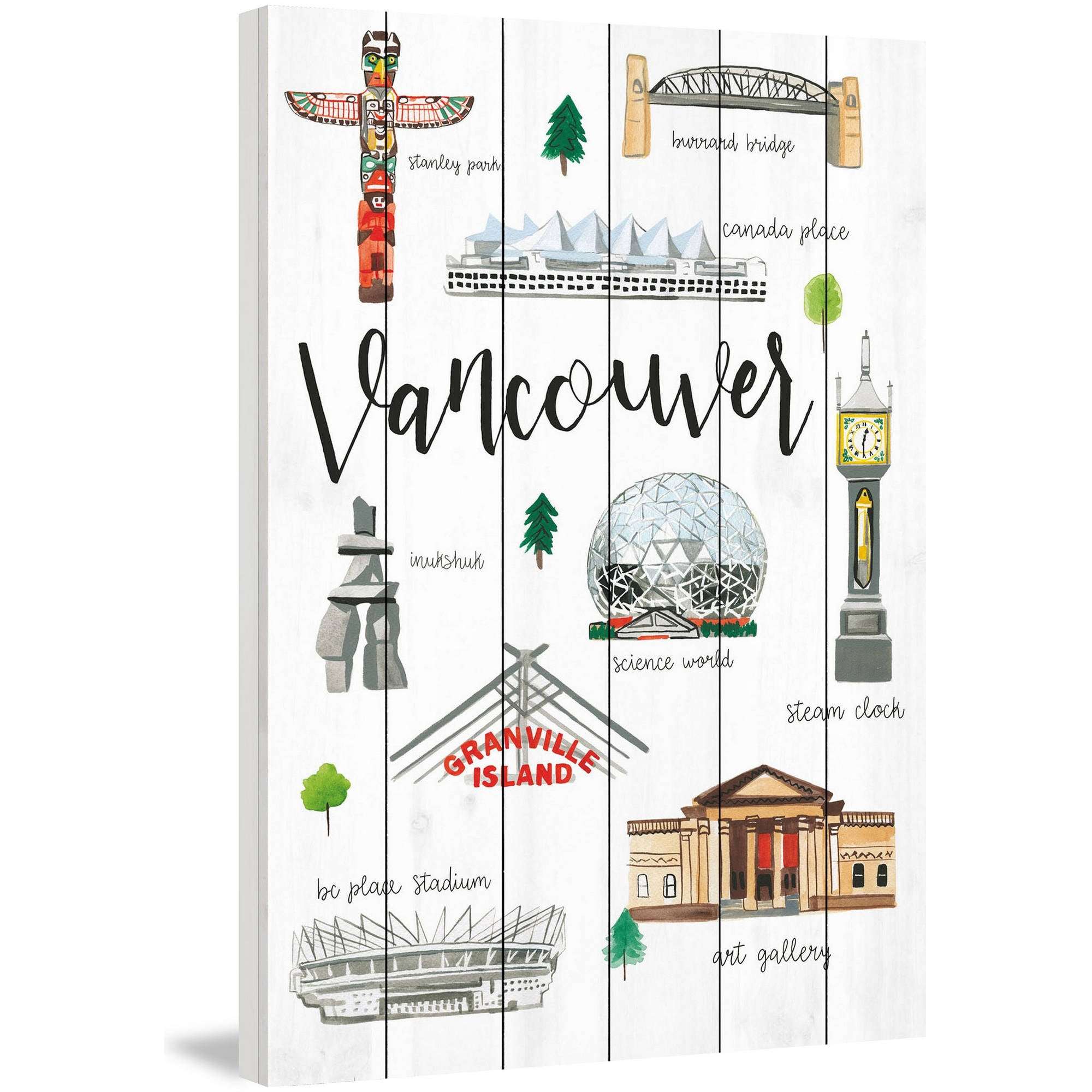 Marmont Hill "Vancouver Life" By Molly Rosner Painting Art Print On White Wood, 12.0" x 1.5"