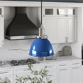 thumbnail image 2 of Henn&Hart 8" Blue/Polished Nickel Metal Pendant, 2 of 3