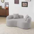 thumbnail image 3 of Newboti Furniture 66.93 Inch Curved Loveseat Grey Full Compression Sponge Sofa, Teddy Velvet Fabric, No-Assembly Compact Sofa for Small Spaces & Apartments, 350 lbs Capacity BN.9954, 3 of 16