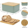 thumbnail image 5 of Beautiful Bread Box With Wooden Lid For Your Kitchen Countertop - Spacious Container Perfectly Stores Your Homemade Bread, English Muffins & Bagels - Quality Cutting Board Lid Keeps Loaf Fresh, 5 of 8
