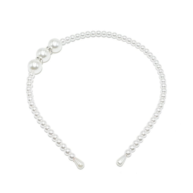 relayinert Bandeau Perle Exquise Réglable Résistant à l'Usure Accessoires de Coiffure Chic Universel Cadeaux de la Saint-Valentin Diadèmes pour Femmes 3 Grandes Perles