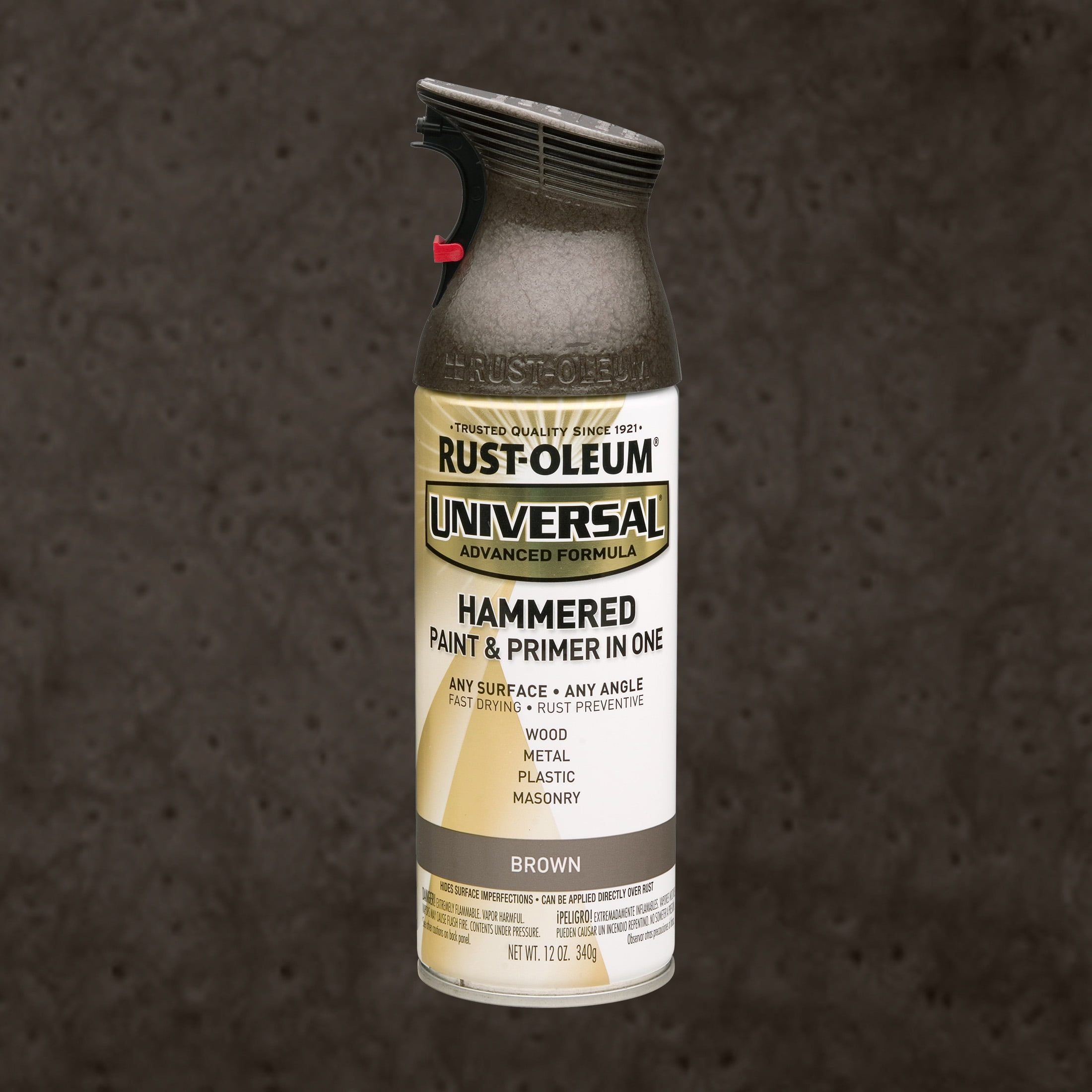 (2 pack) Brown, Rust-Oleum Universal Hammered Paint & Primer Spray Paint Spray Paint-245218, 12 oz